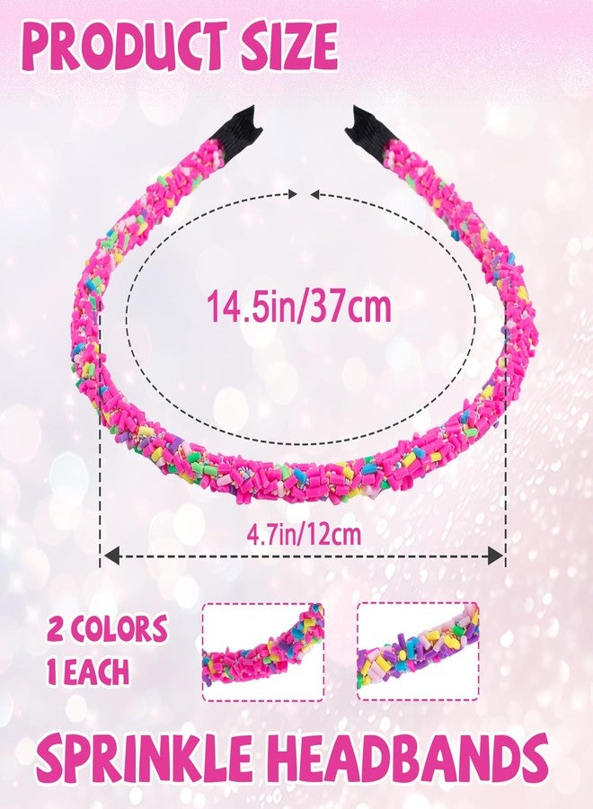 STSTR 2pcs Sprinkle Candy Headbands, Colorful Cute Head Bands for Women, Non Slip Donut Hairband Sweet Hair Accessories for Birthday, Parties, Festivals - 2 Styles - Image 2